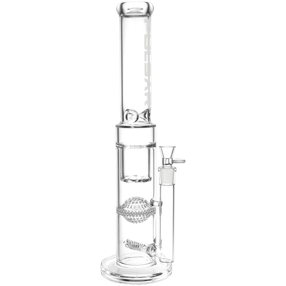 017c5d18-31df-47a1-bec7-224b9a4bcbc5.jpg Pulsar Triple Treat Straight Tube Water Pipe - 17" / 19mm F / Clear - Image 1