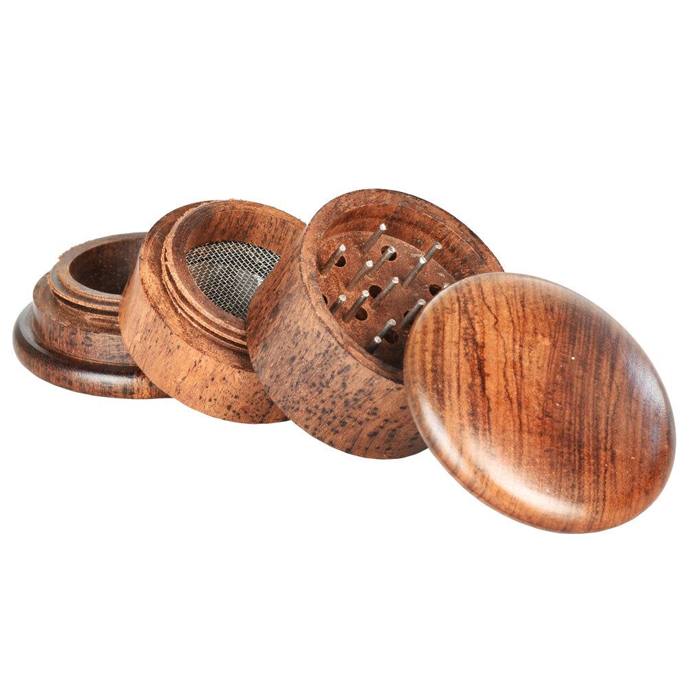Round Rosewood 4pc Grinder w/ Screen - Image 1