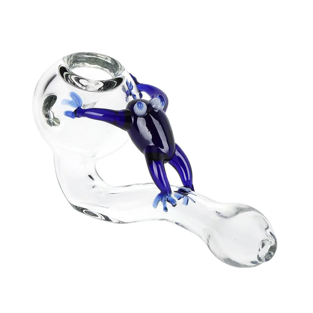 Frogger Glass Sherlock Hand Pipe - 4.75 - Image 1